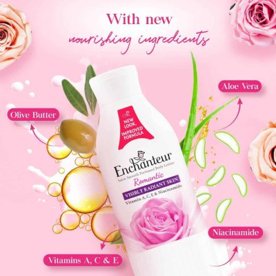 لوسیون روشن کننده بدن انشانتر رایحه رمانتیک Enchanteur Romantic Radiance حجم 250 میلی لیتر