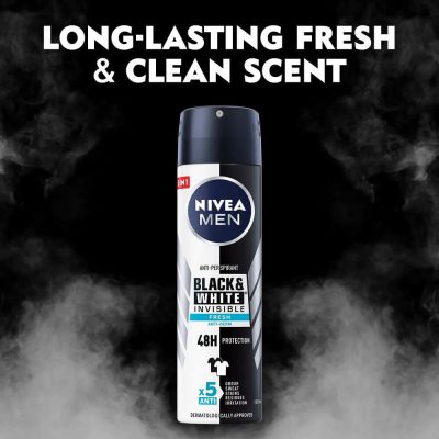 اسپری ضد تعریق مردانه نیوآ مدل Black & White Invisible Fresh حجم ۱۵۰ میل